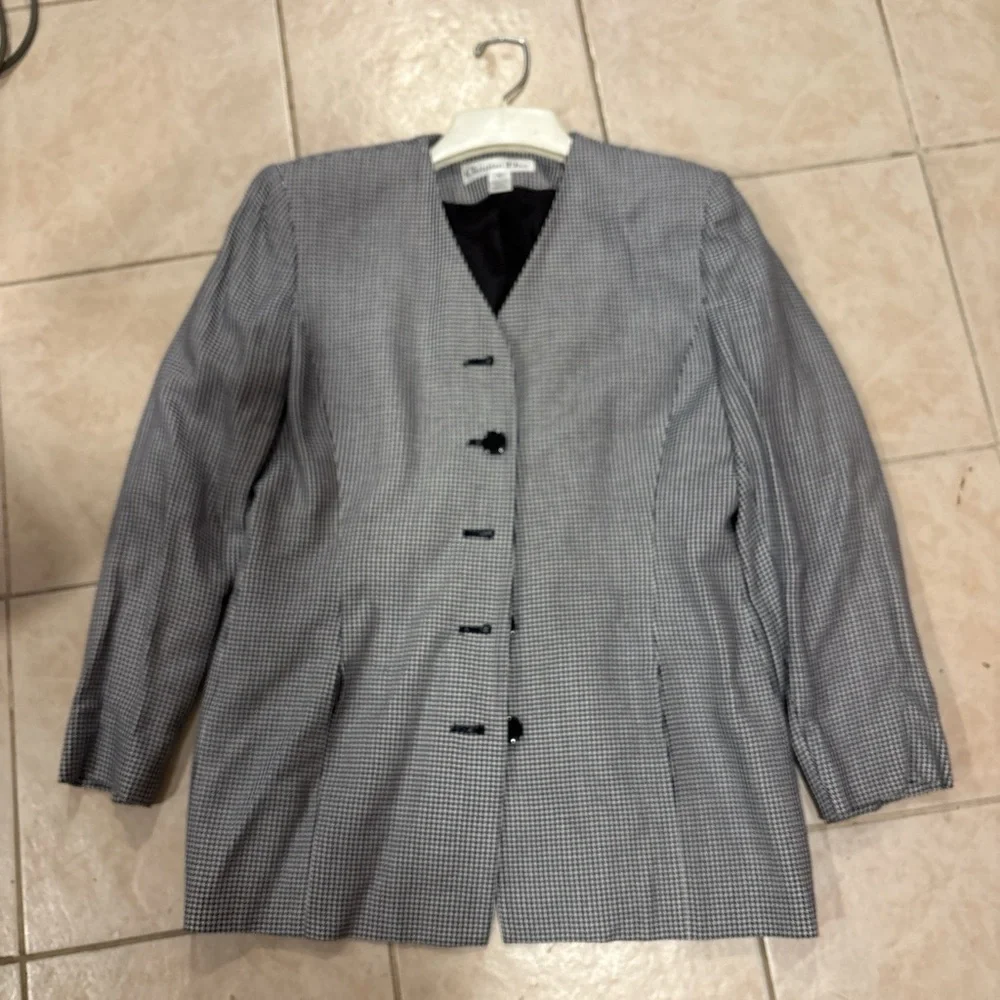 Classic Black and White Checkered Blazer